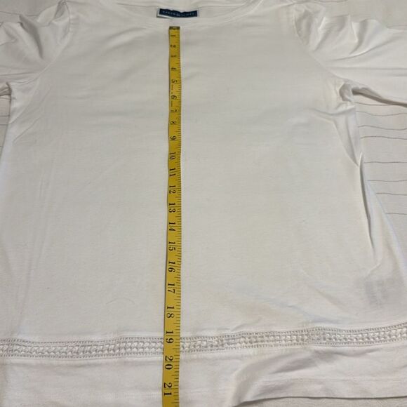 Karen Scott White 3/4 Sleeve Blouse with Striped Details - Picture 7 of 7